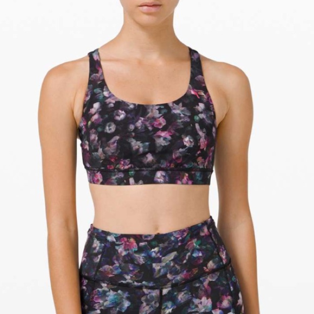 lululemon athletica Floral Sports Bra - Black and Purple